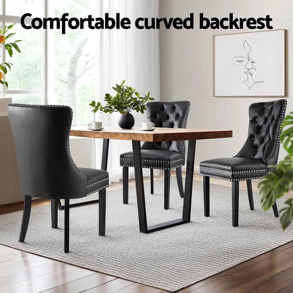 1 Set of 2 Artiss Dining Chairs | Black Leather