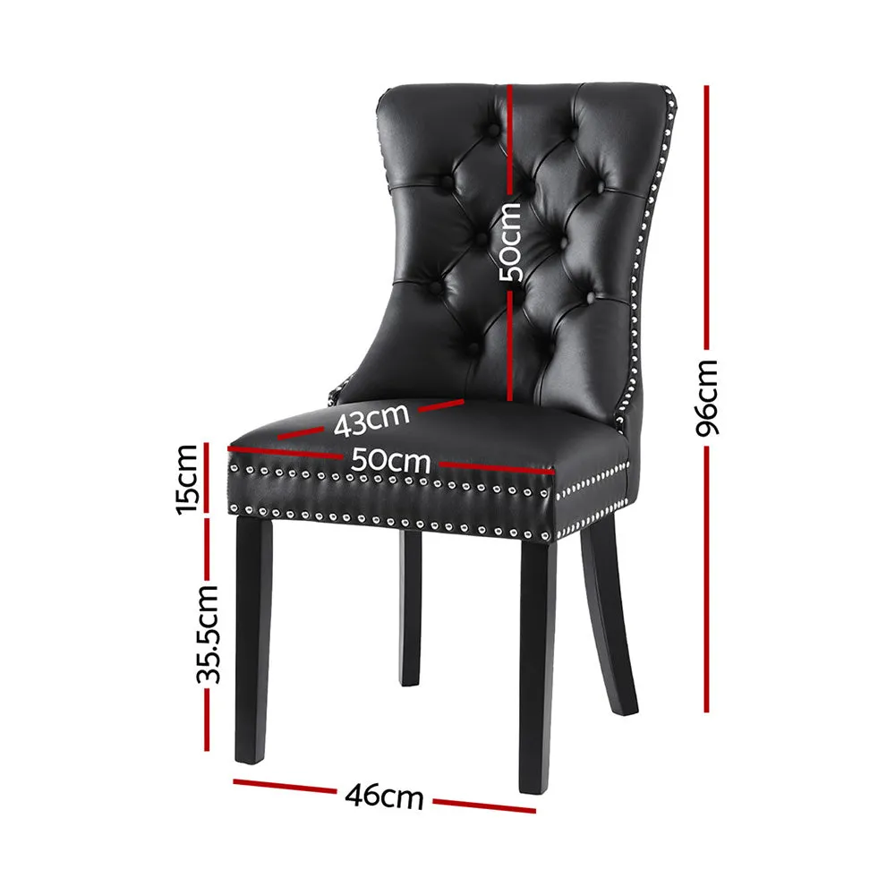 1 Set of 2 Artiss Dining Chairs | Black Leather