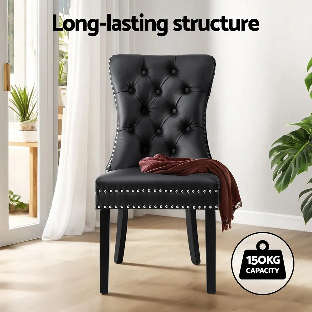 1 Set of 2 Artiss Dining Chairs | Black Leather