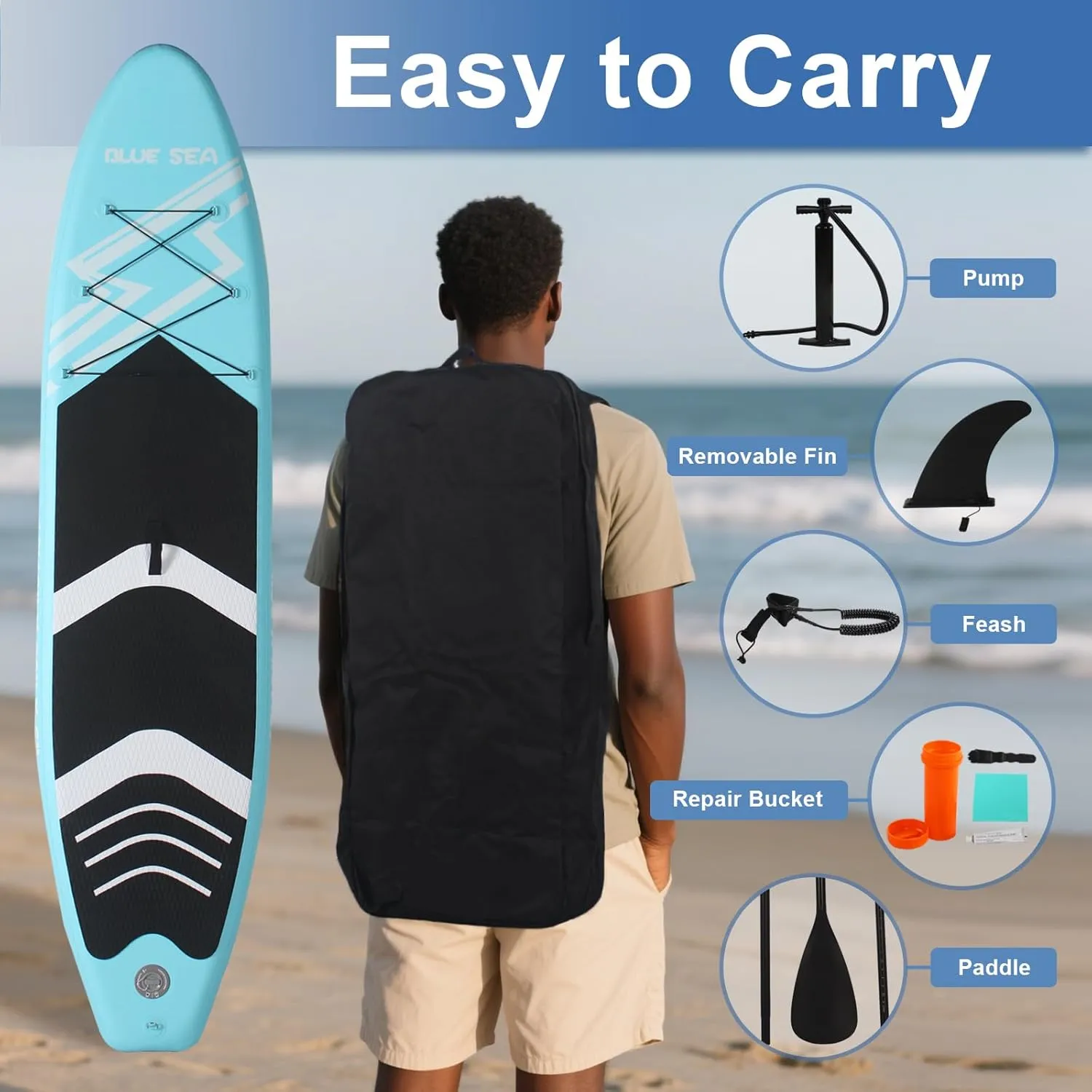 10' 11' Inflatable Stand up Paddle Board, Extra Wide SUP, with Premium Accessories, Hand Pump, Backpack, Unisex Adult, for Yoga Fishing Paddling