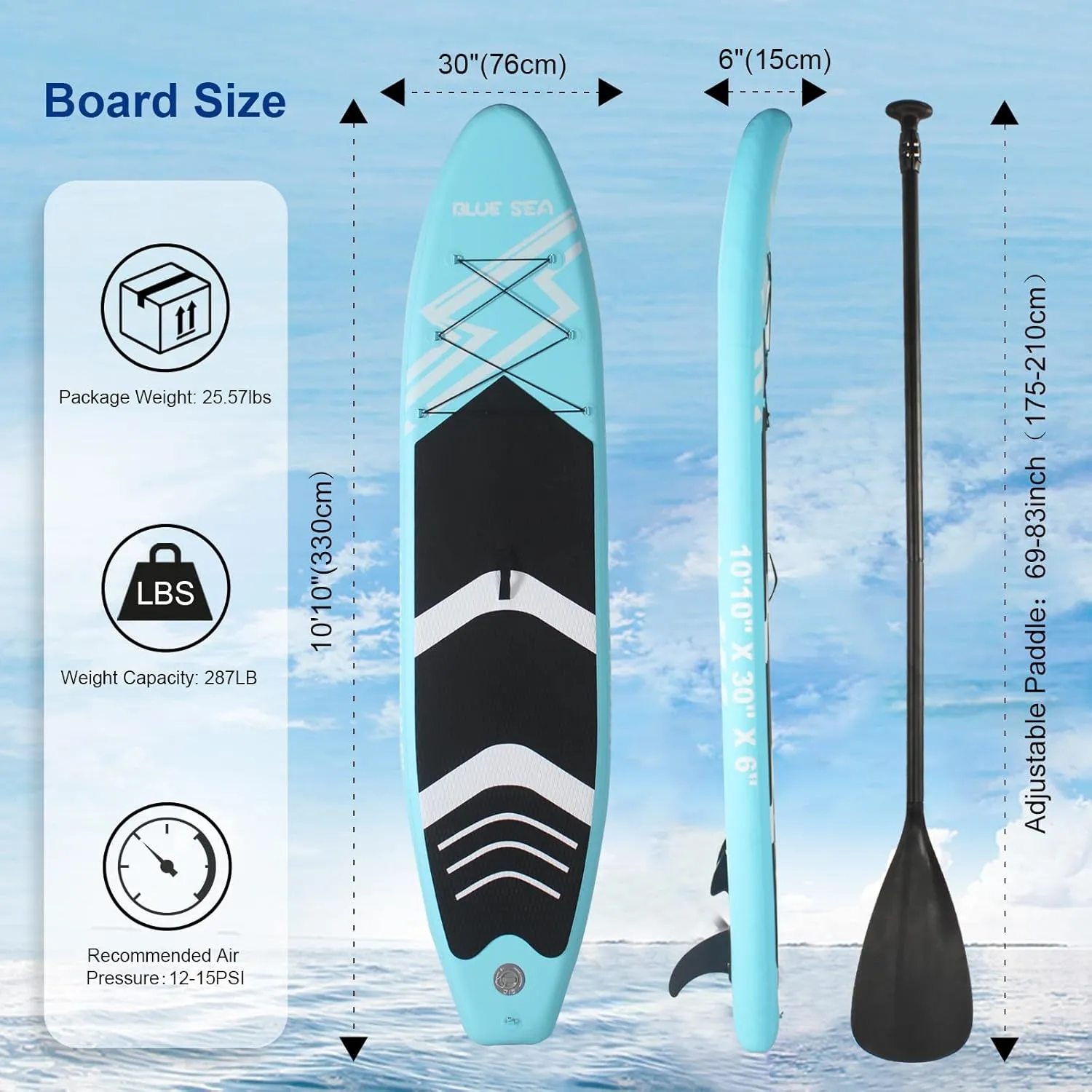 10' 11' Inflatable Stand up Paddle Board, Extra Wide SUP, with Premium Accessories, Hand Pump, Backpack, Unisex Adult, for Yoga Fishing Paddling