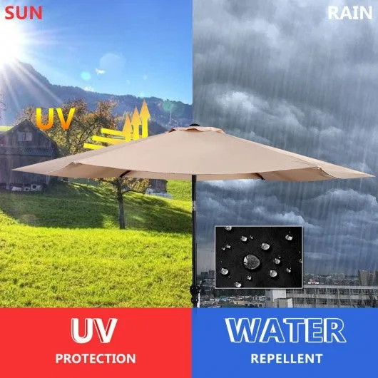 10FT Patio Umbrella 6 Ribs Market Steel Tilt W/ Crank Outdoor Garden without Weight Base-beige