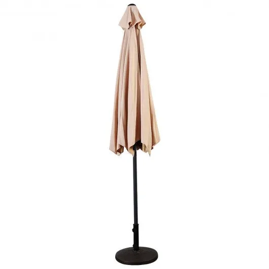 10FT Patio Umbrella 6 Ribs Market Steel Tilt W/ Crank Outdoor Garden without Weight Base-beige