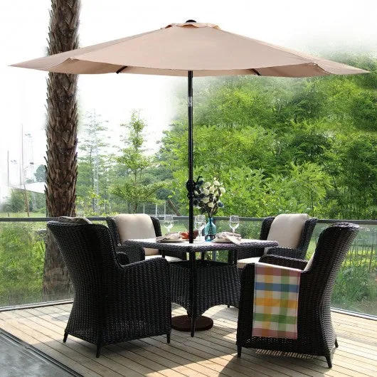 10FT Patio Umbrella 6 Ribs Market Steel Tilt W/ Crank Outdoor Garden without Weight Base-beige