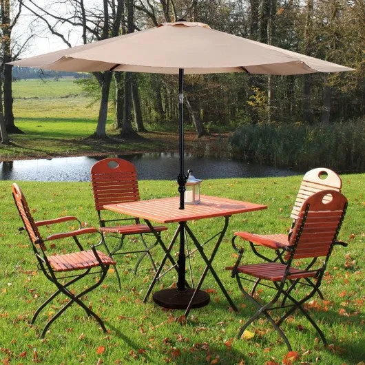 10FT Patio Umbrella 6 Ribs Market Steel Tilt W/ Crank Outdoor Garden without Weight Base-beige
