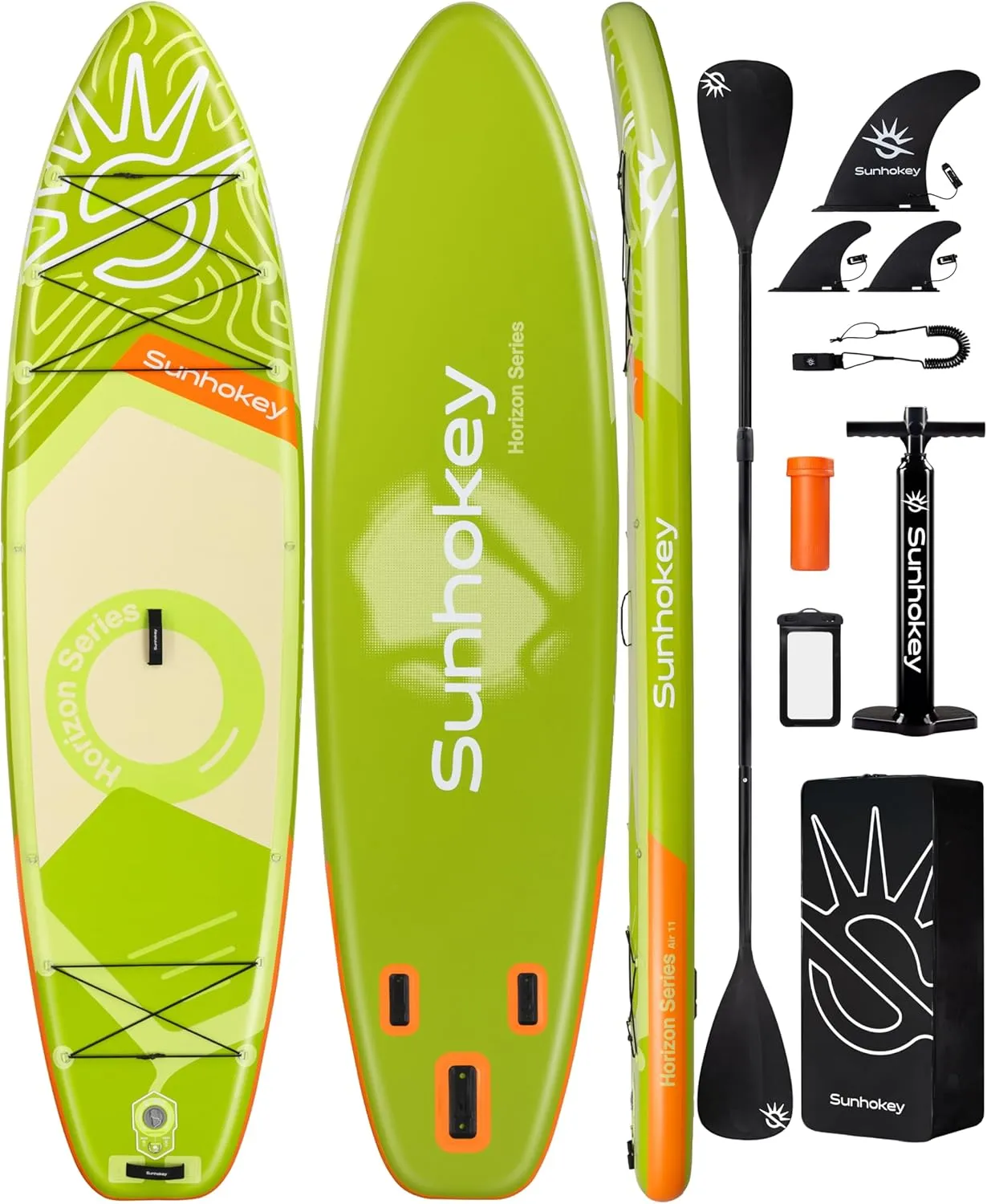 11'34'' Extra Wide Inflatable Paddle Board with Seam Welded Technology, Stand Up Paddle Board, 420lb Capacity for Adults, Sup Board for All-Level with 2-Blade Paddle/Dual-Action Pump/Leash