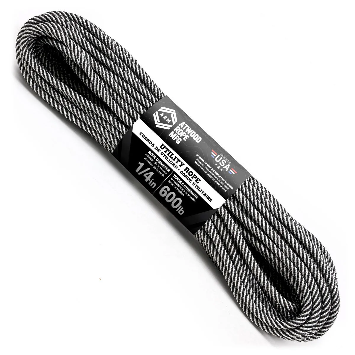 1/4 x 100ft - Black & White Spirals