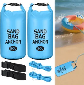 2 Pack 20L Sand Bag Anchors for Pool Floats Rafts Summer Large Canopy Sand Bags Beach Umbrella Sand Anchor for Small Boats Jetski Canoes Kayaks Tent Instant Canopies Dry Bags 2-in-1 Sand Anchor Bag
