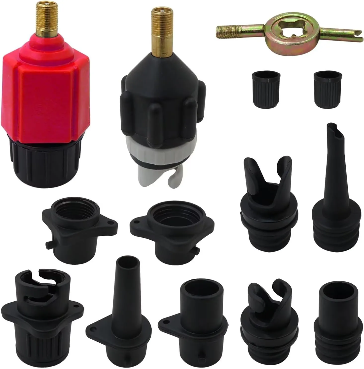 2024 NEW Inflatable SUP Pump Adaptor, Paddle Board SUP Valve Adapter with 9 Standard Conventional Air Pump Nozzles for Inflatables SUP Inflator Adapter Inflatable Boat Paddle Board SUP Board