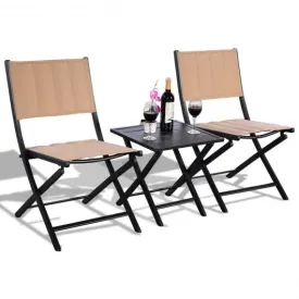 3 pcs Folding Bistro Outdoor Table Chairs