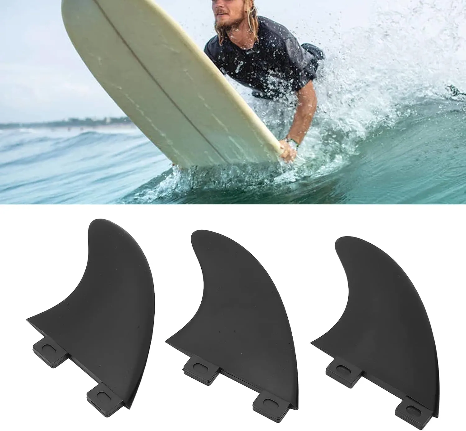 3PCS Surfboard Fin Stable Surfboard Fin Replacement PVC Paddle Board Fin Surfboard Accessory for Outdoor Surfing Beginners Surfers
