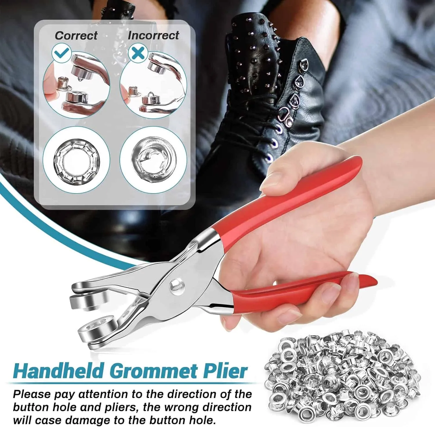 803Pcs Grommet Tool Kit 6mm 1/4 Inch(Inside Hole Size) Eyelet Kit with 400Pcs Eyelets Grommets, 400Pcs Washers and Grommet Eyelet Pliers for Leather/Belt/Shoes/Crafts