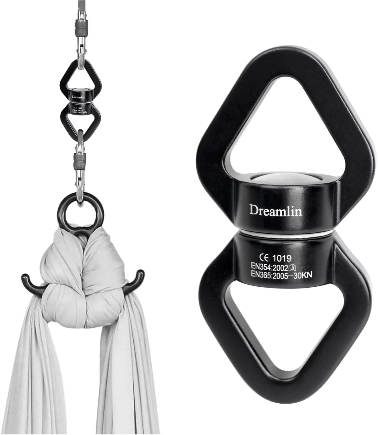 Aerial Silks Hardware Kit 30 KN Swing Swivel Aerial Yoga Hammock Rigging Aluminum Swivel Aerial Hoop Lyra Rotational Device Hanging Accessory