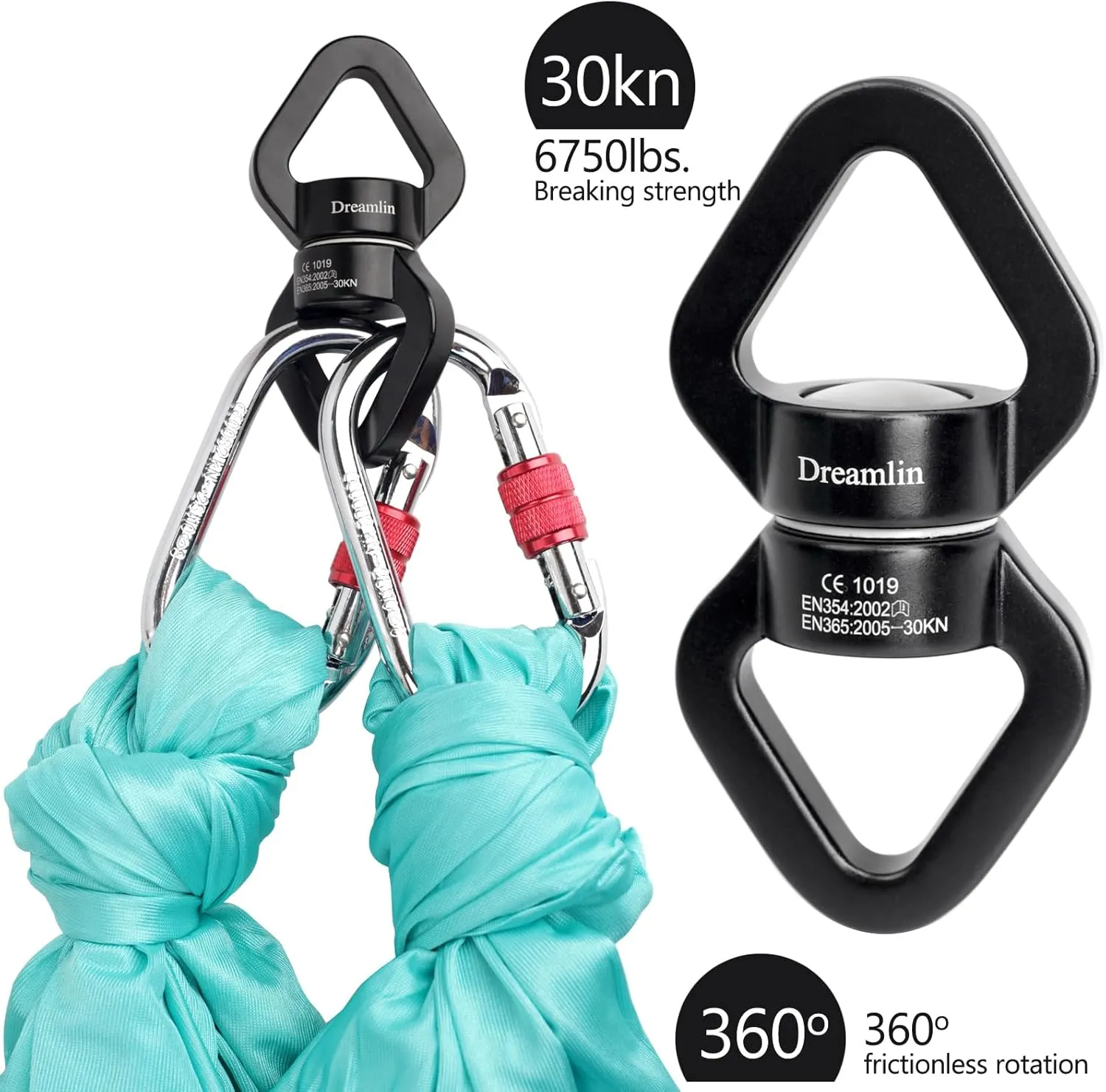 Aerial Silks Hardware Kit 30 KN Swing Swivel Aerial Yoga Hammock Rigging Aluminum Swivel Aerial Hoop Lyra Rotational Device Hanging Accessory