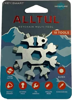 Alltul Snowflake MultiTool by KeySmart - 18 in 1 Mini Snowflake Pocket Tool - Stainless Steel Mini Multitool for Outdoor Sports, Camping and Travel - Great Gift Idea for Men