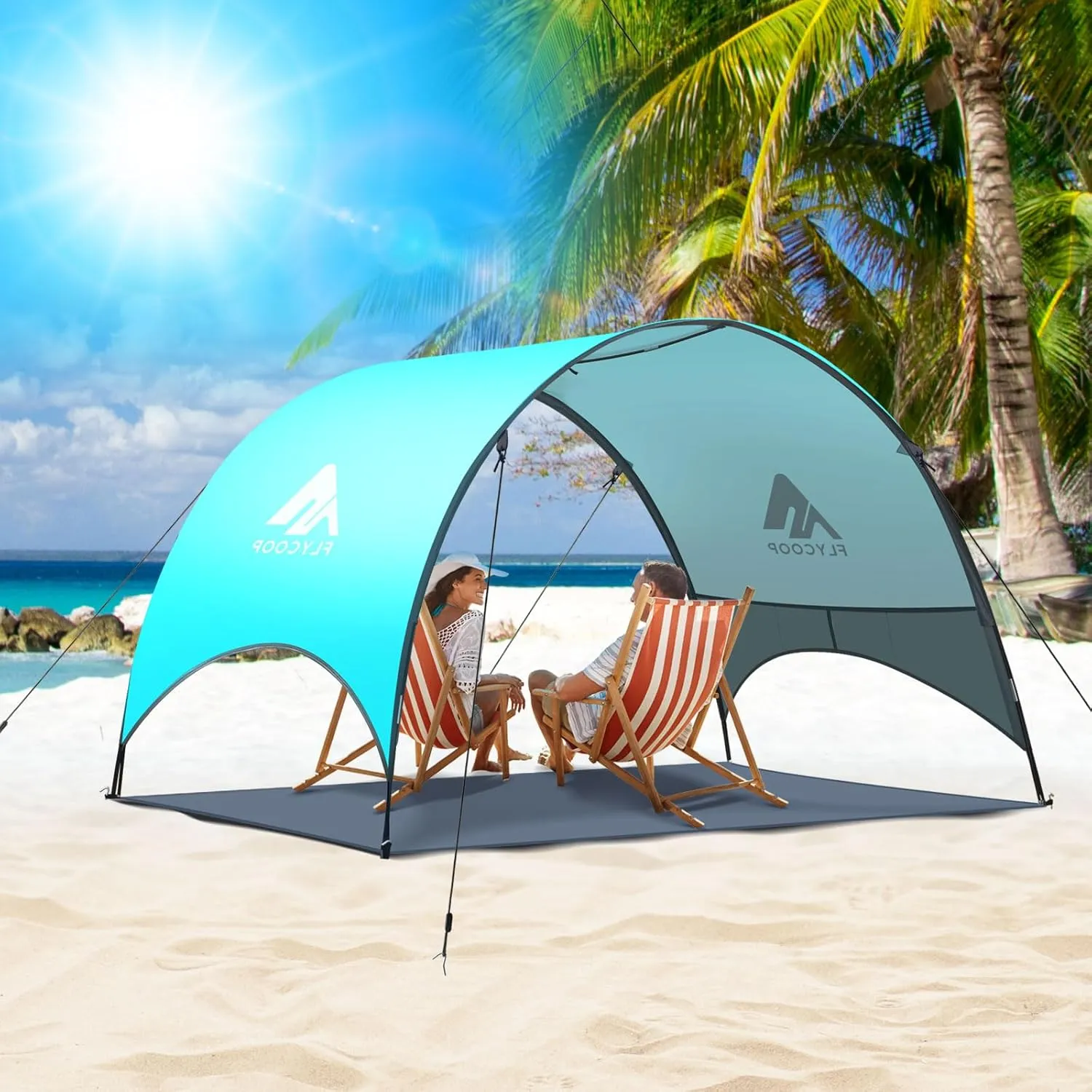 Beach Tent - Beach Shade Canopy Compact Fold (16.9x3.9), Own Patent, 360 Ventilation, Large Side Storage Pocket, UV Protection Portable Sun Shelter for Beach (Green, 90.5 * 59 * 53)