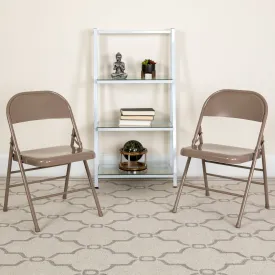 Beige Metal Folding Chair 2-HF3-MC-309AS-BGE-GG
