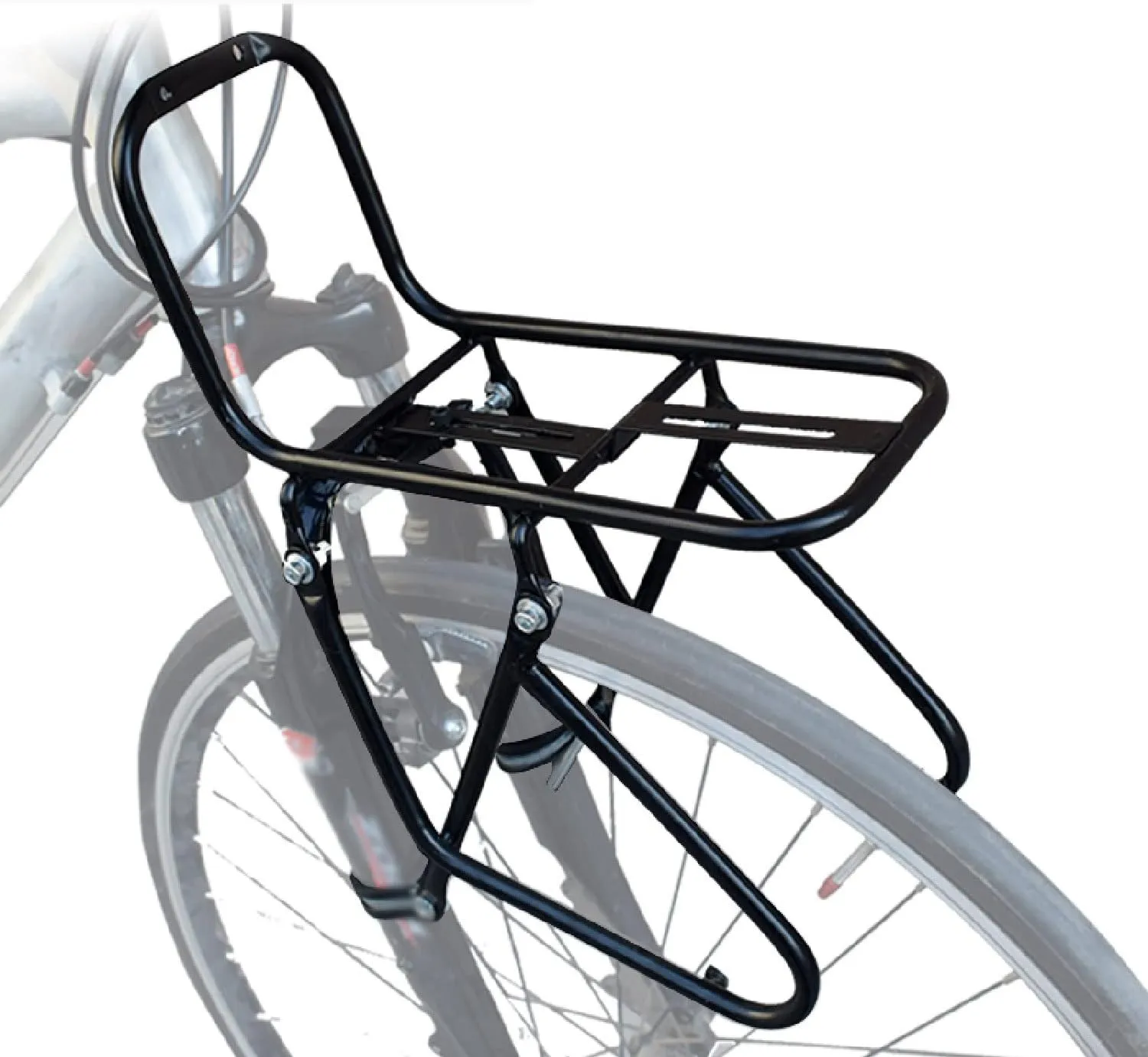 Bicycle Front Carrier Rack, 15KG Capacity Mountain Bike Pannier Rack for Cargo Luggage, Black