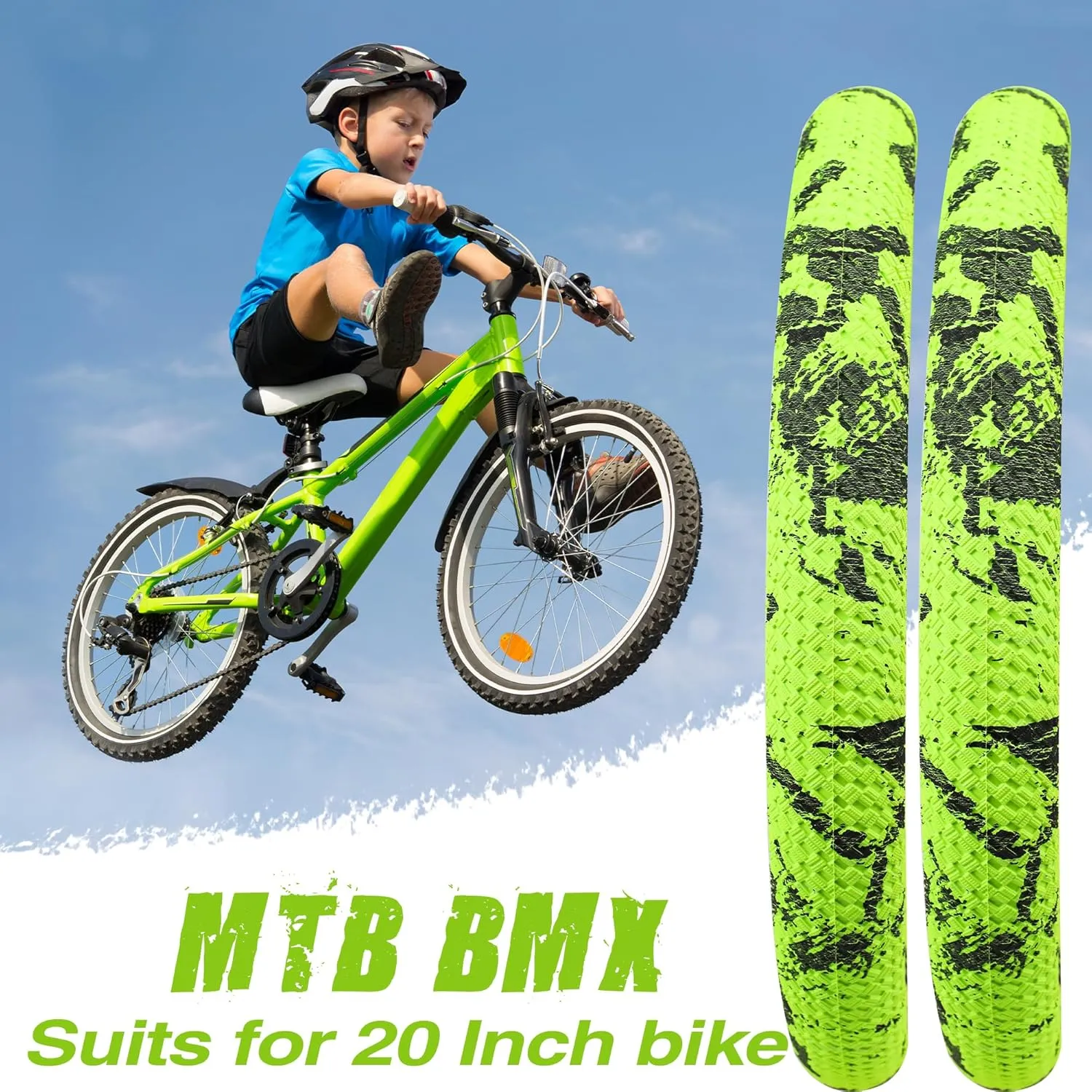 Bike Tire 16/20 Inch Tires 2 Pack 20 x 2.1 Folding Bead Replacement Tyre with 16/20 Inch Inner Tubes for 16"/ 20" Bicycles, MTB, Mountain Bike, BMX