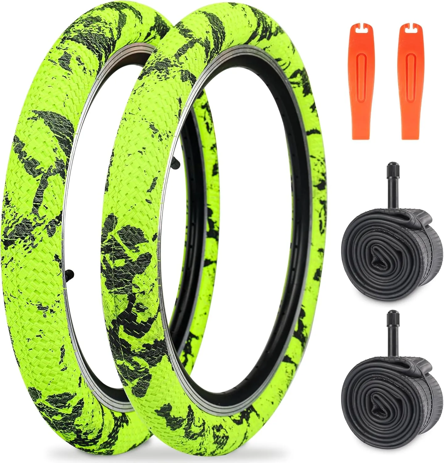 Bike Tire 16/20 Inch Tires 2 Pack 20 x 2.1 Folding Bead Replacement Tyre with 16/20 Inch Inner Tubes for 16"/ 20" Bicycles, MTB, Mountain Bike, BMX