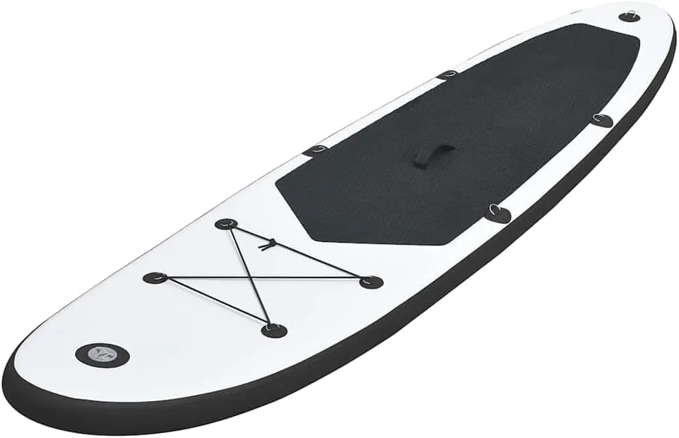 Black and White Inflatable Stand Up Paddleboard Set for All Ages, Portable and Puncture-Resistant, Includes Pump and Oar