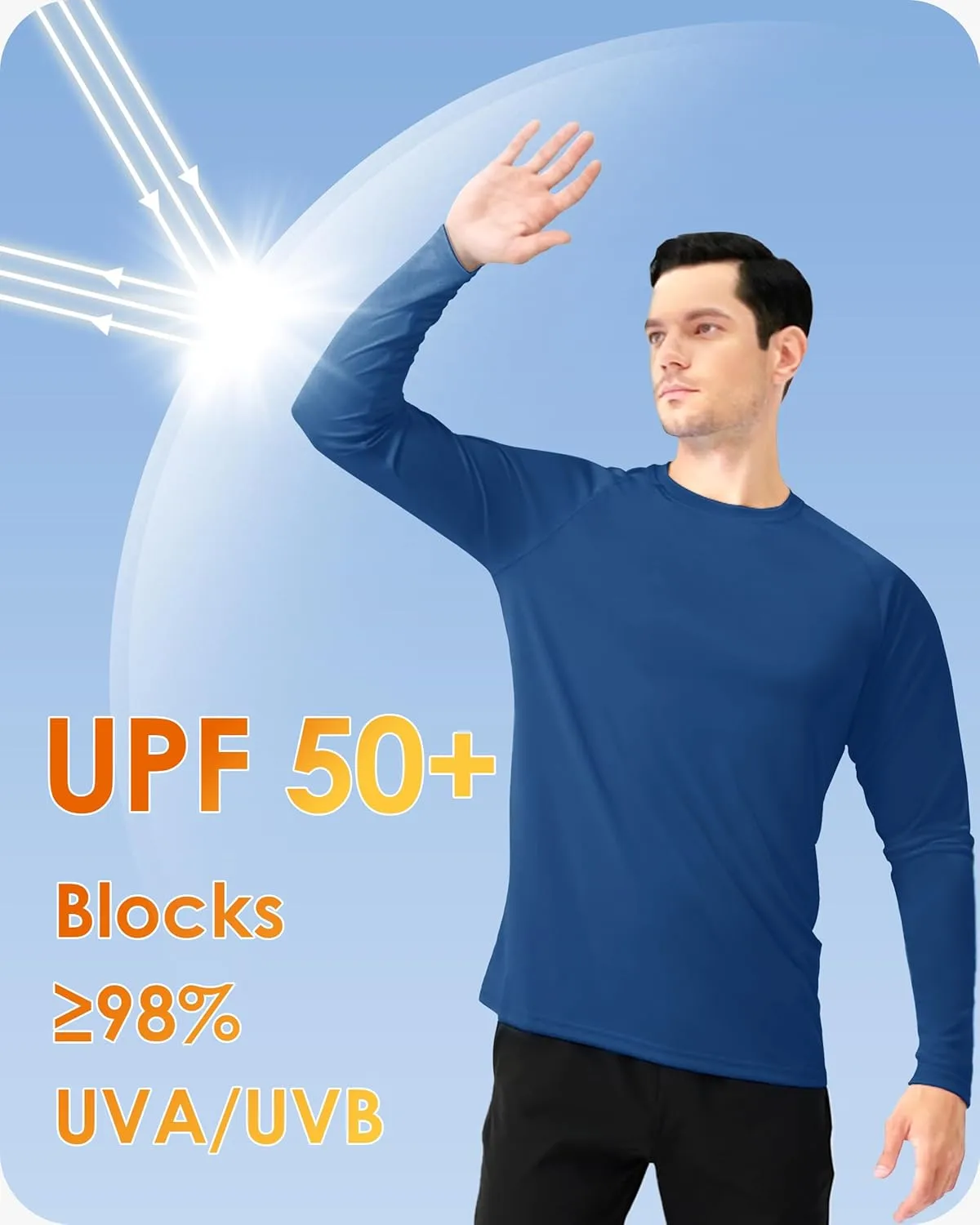 Boladeci Men's UPF 50  Sun Protection UV SPF Shirts Long Sleeve Lightweight Quick Dry Swim T-Shirts Rash Guard
