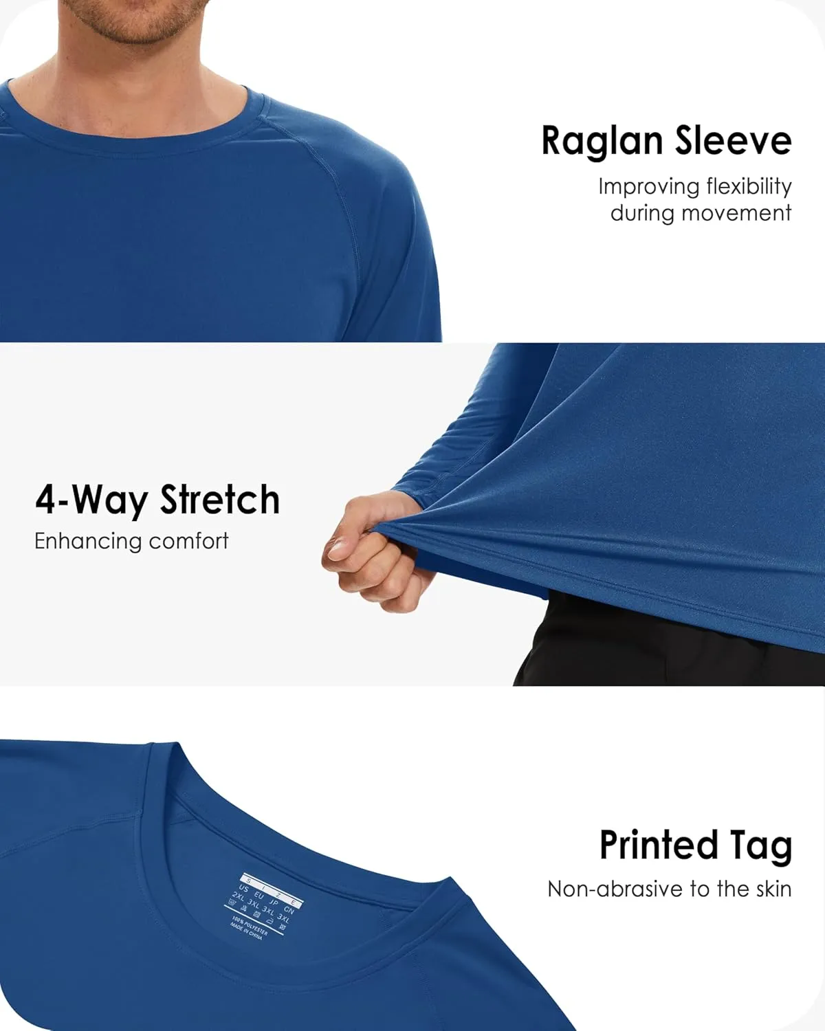 Boladeci Men's UPF 50  Sun Protection UV SPF Shirts Long Sleeve Lightweight Quick Dry Swim T-Shirts Rash Guard