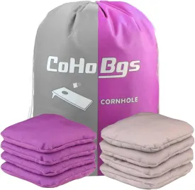 CoHoBgs Corn Hole Bags Set 8, Professional Cornhole Bags Dual-Sided Slick & Stick Resin Filled Suede and Duck Canvas Bean Bags for Cornhole Game Includes Carry Case