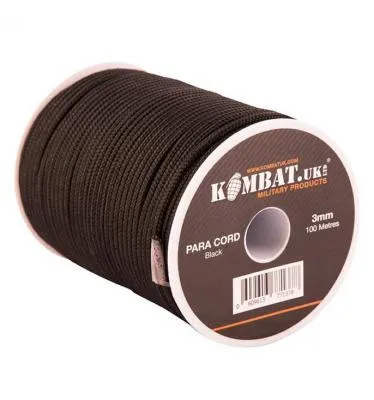 Cord: 'Para' Cord. Generic. Full 100mtr Roll. New. Black.