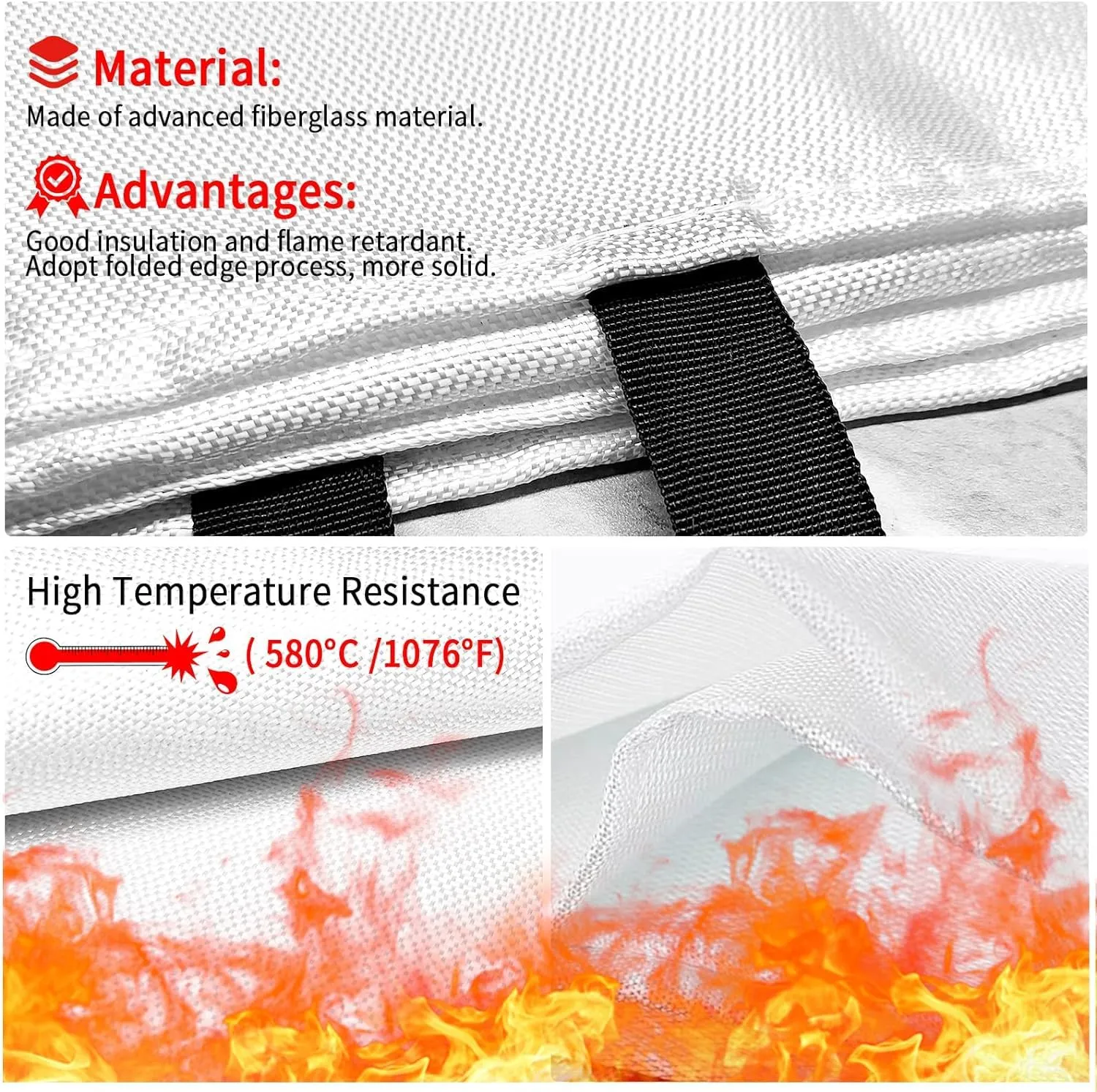COSHNIBI Emergency Fire Blanket for Home & Kitchen - High Heat Resistant Fire Suppression Blanket (1 Pack)