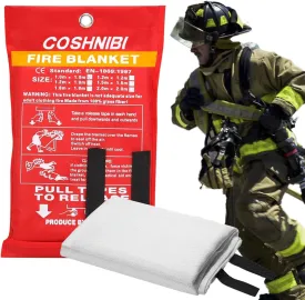 COSHNIBI Emergency Fire Blanket for Home & Kitchen - High Heat Resistant Fire Suppression Blanket (1 Pack)