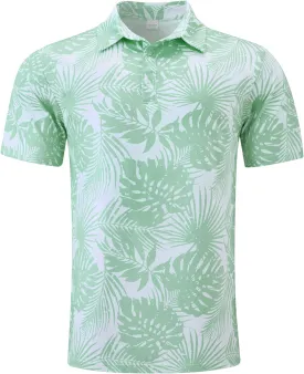 Fanient Men Golf Polo Shirts Short Sleeve 3D Printed Dry Fit Moisture Wicking 4-Way Stretch Summer Athletic Polo Shirts