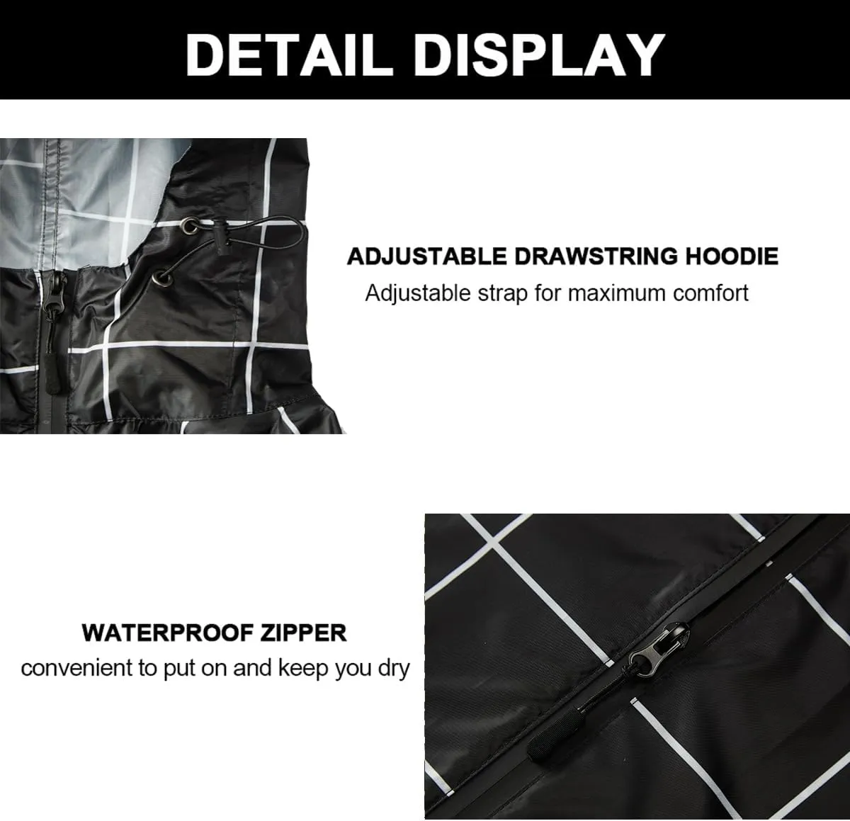 Fashion Hooded Rain Poncho Waterproof Raincoat Jacket with pocket for Women/Men/Adult