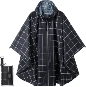 Fashion Hooded Rain Poncho Waterproof Raincoat Jacket with pocket for Women/Men/Adult