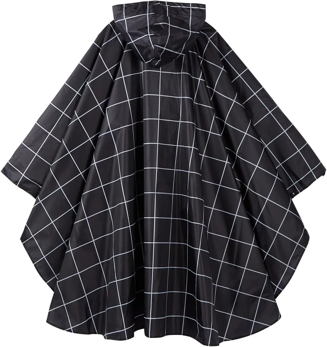 Fashion Hooded Rain Poncho Waterproof Raincoat Jacket with pocket for Women/Men/Adult