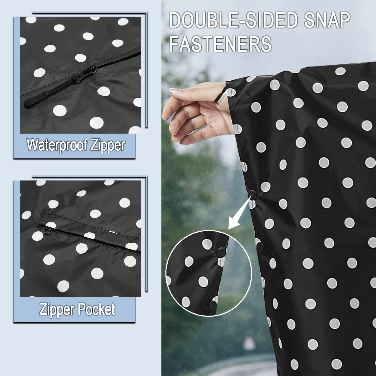Fashion Hooded Rain Poncho Waterproof Raincoat Jacket with pocket for Women/Men/Adult