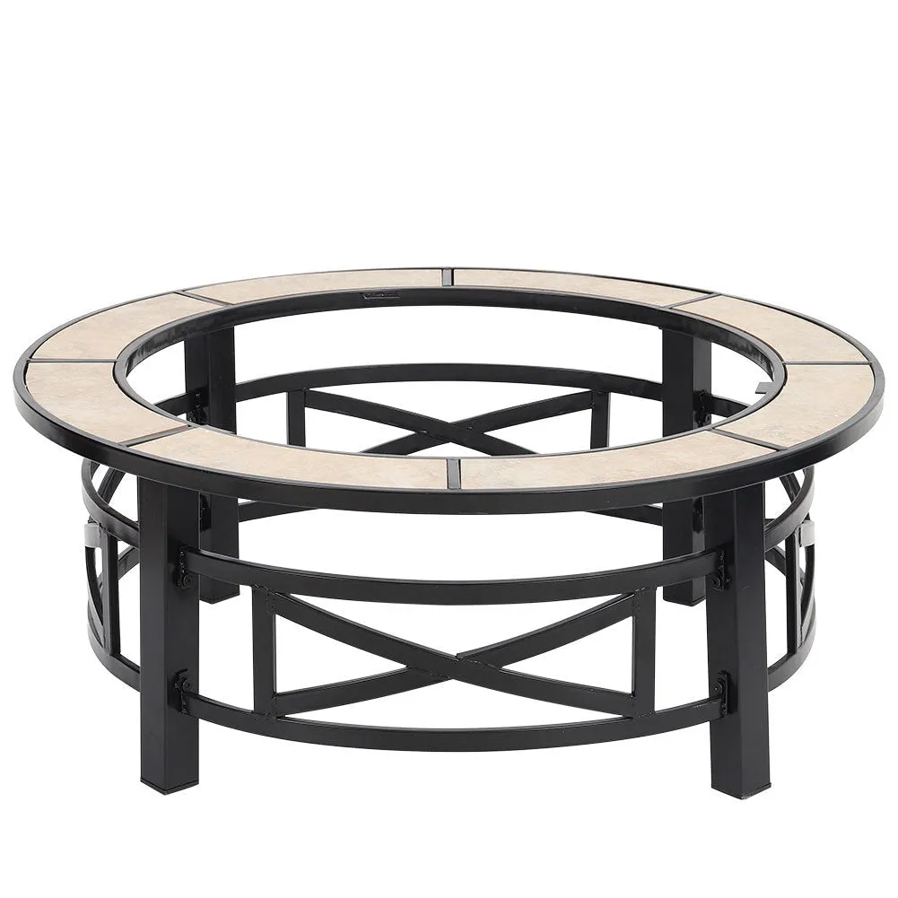 Fire Pit Wood Burning 3 In 1 Garden bbq Round Mosaic Ceramic Table