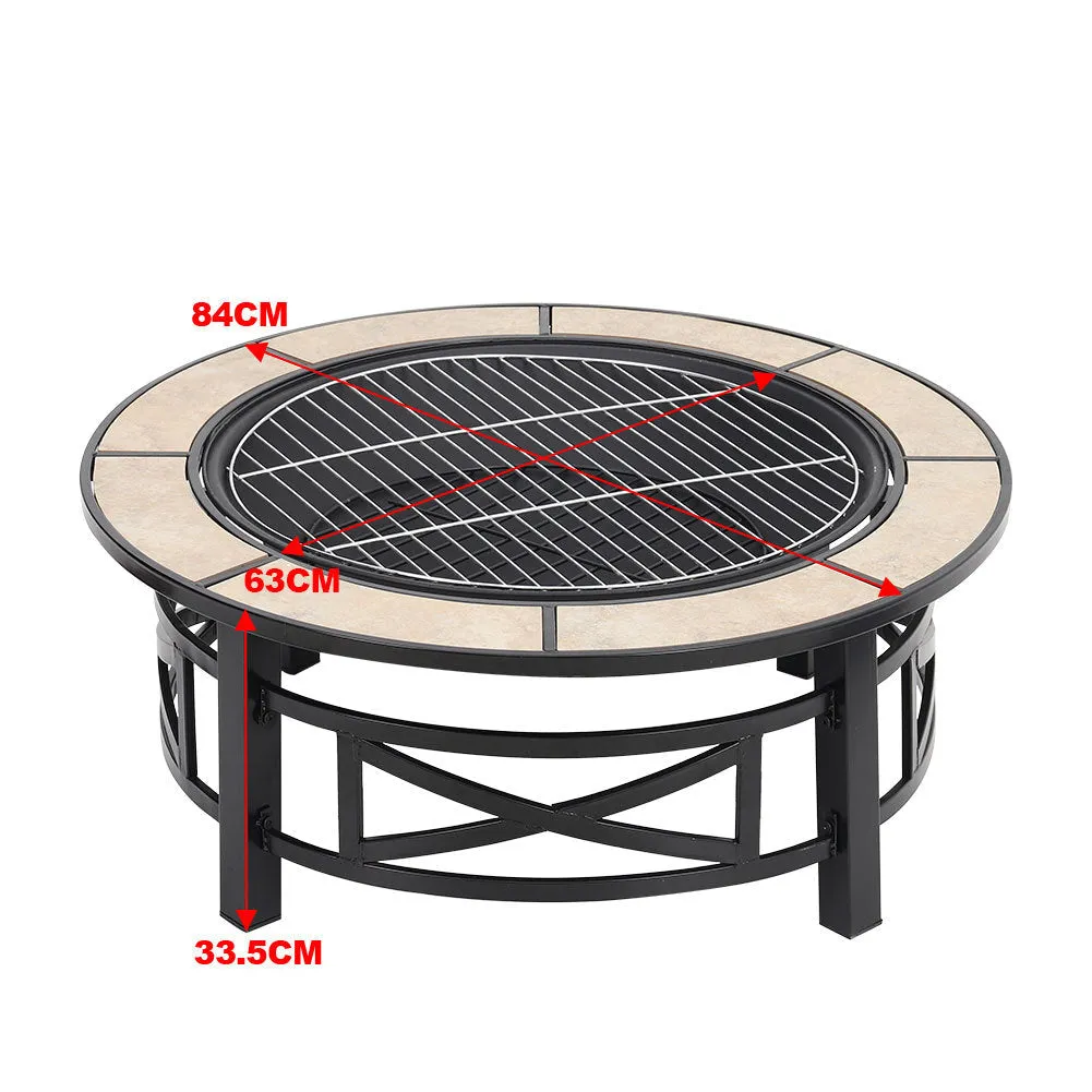 Fire Pit Wood Burning 3 In 1 Garden bbq Round Mosaic Ceramic Table