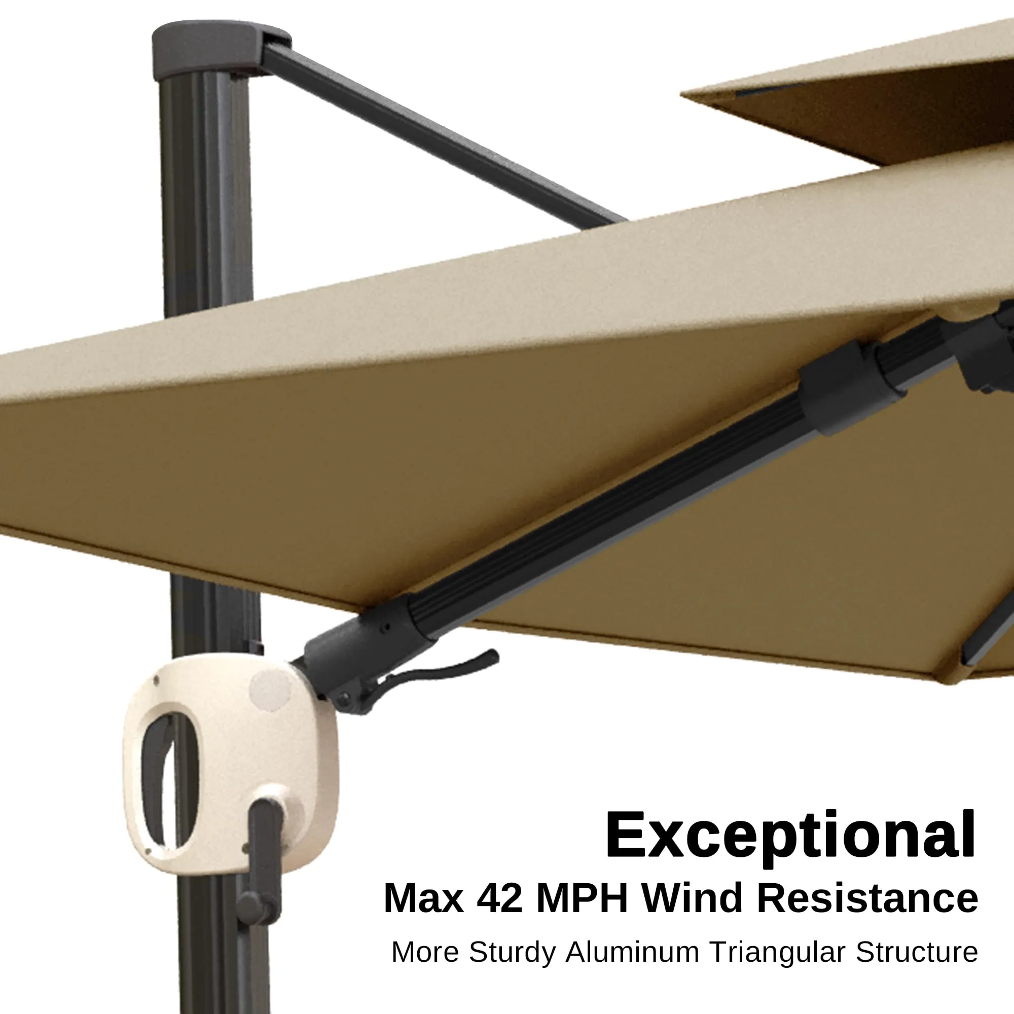 Flame&Shade 11 ft Double Roof Round Offset Cantilever Patio Umbrella