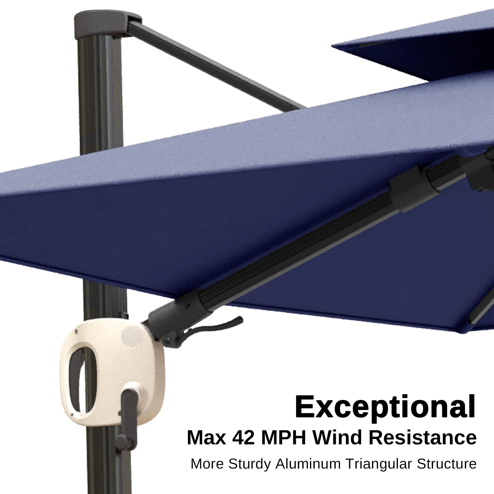 Flame&Shade 11 ft Double Roof Round Offset Cantilever Patio Umbrella