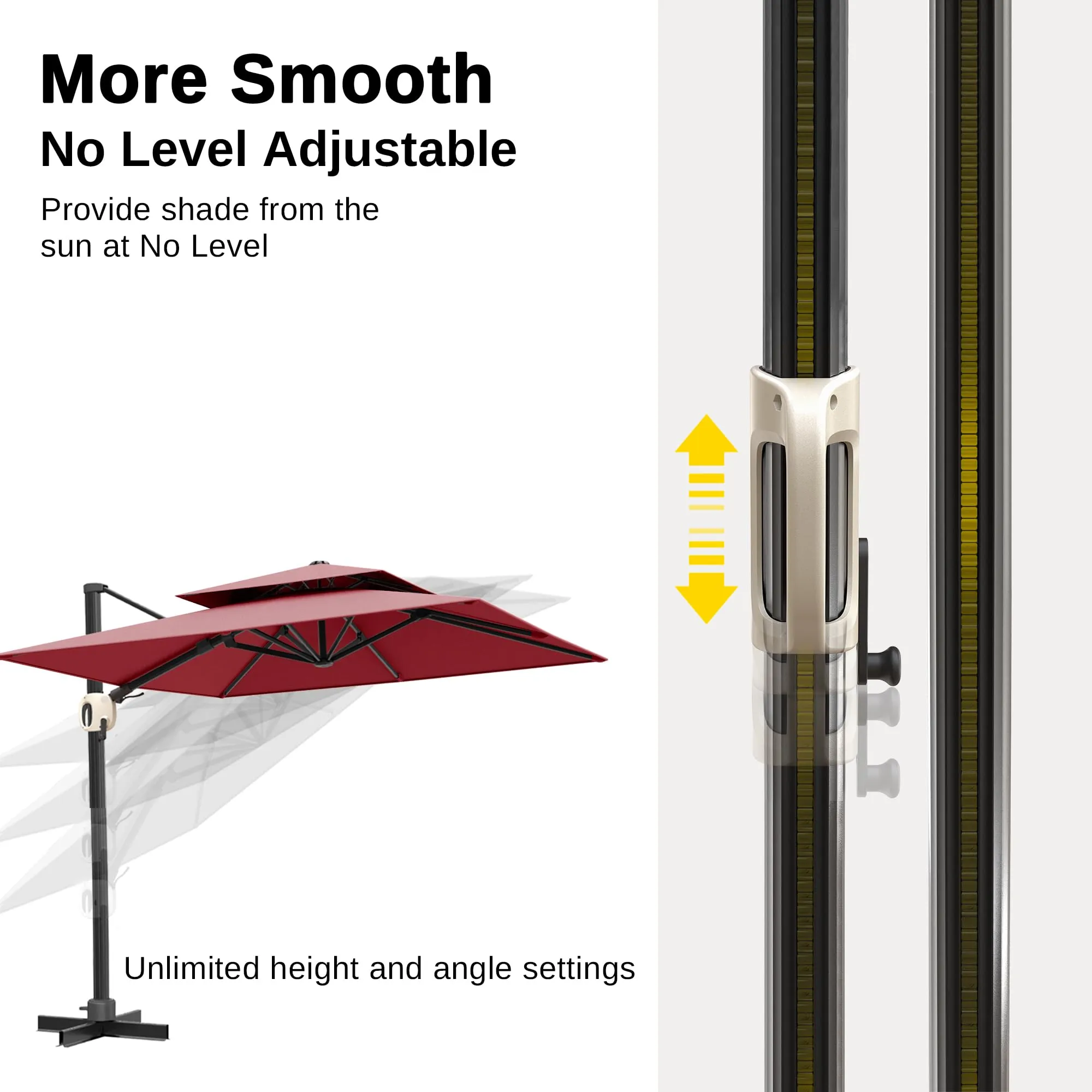 Flame&Shade 11 ft Double Roof Round Offset Cantilever Patio Umbrella