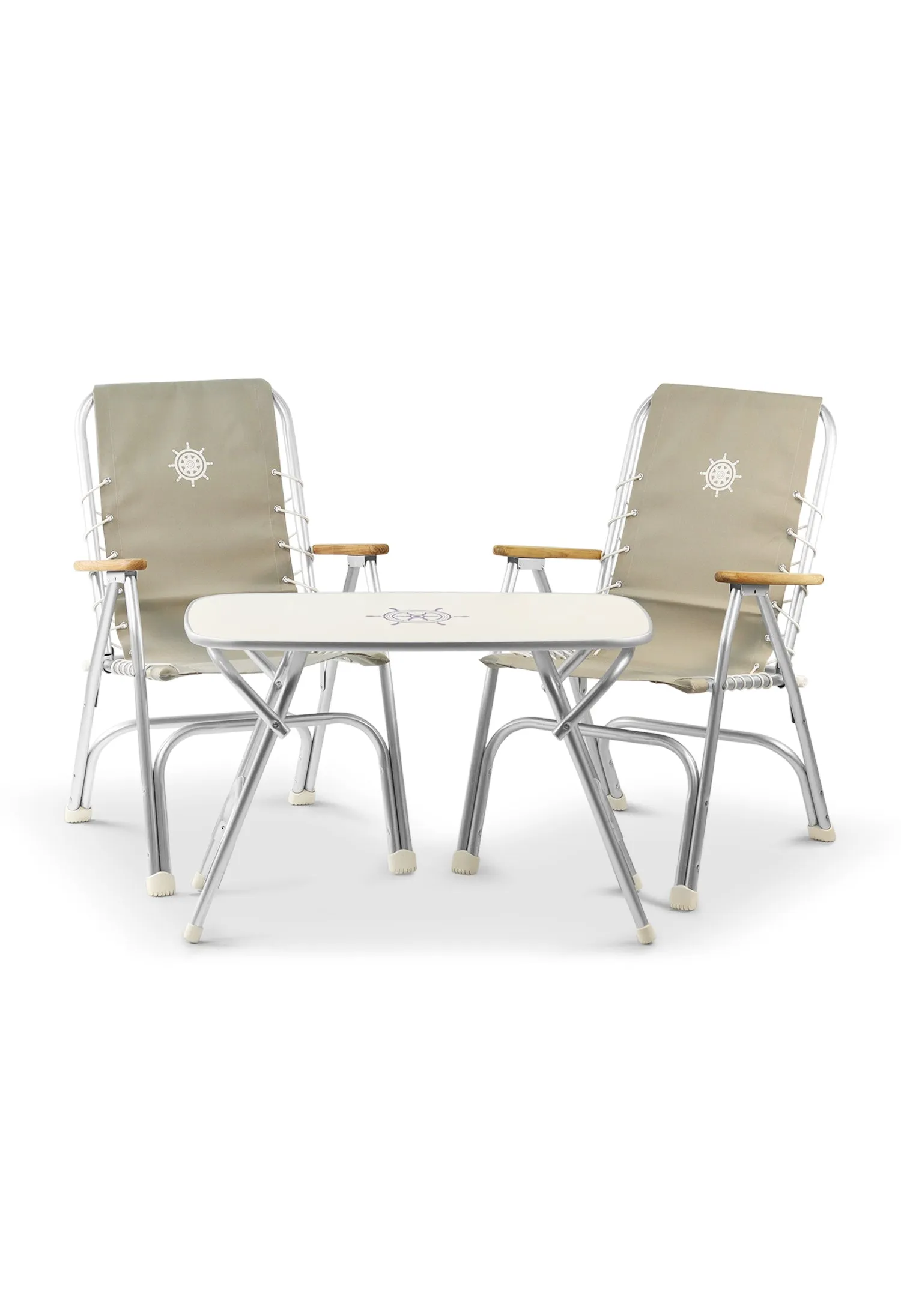 Folding Aluminum High Back Boat Chairs M150 Folding Aluminum and Melamine Boat Table M250-B150250