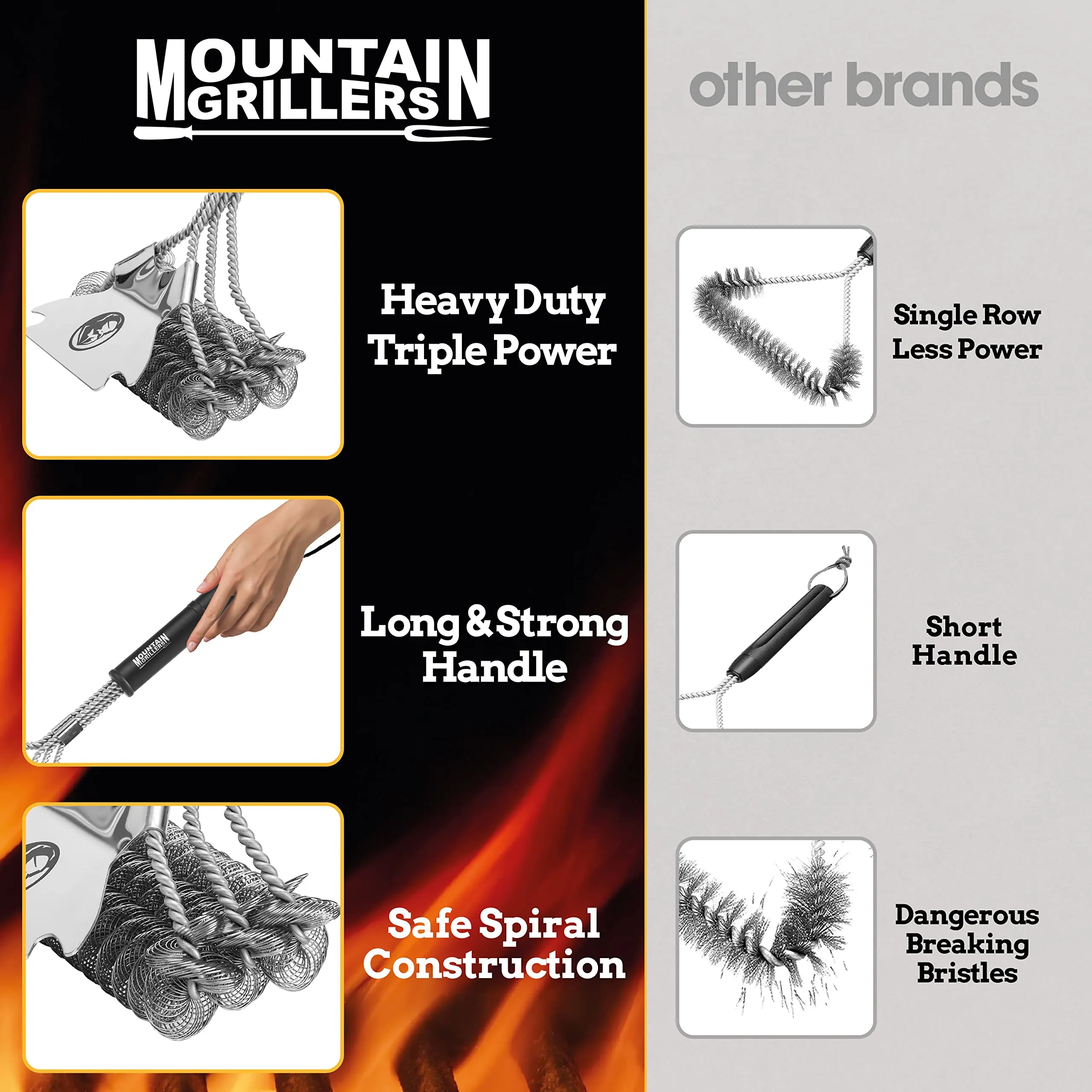 Grill Brush Bristle Free For Barbecue Bbq Cleaning Brushes To Prevent Flare Ups