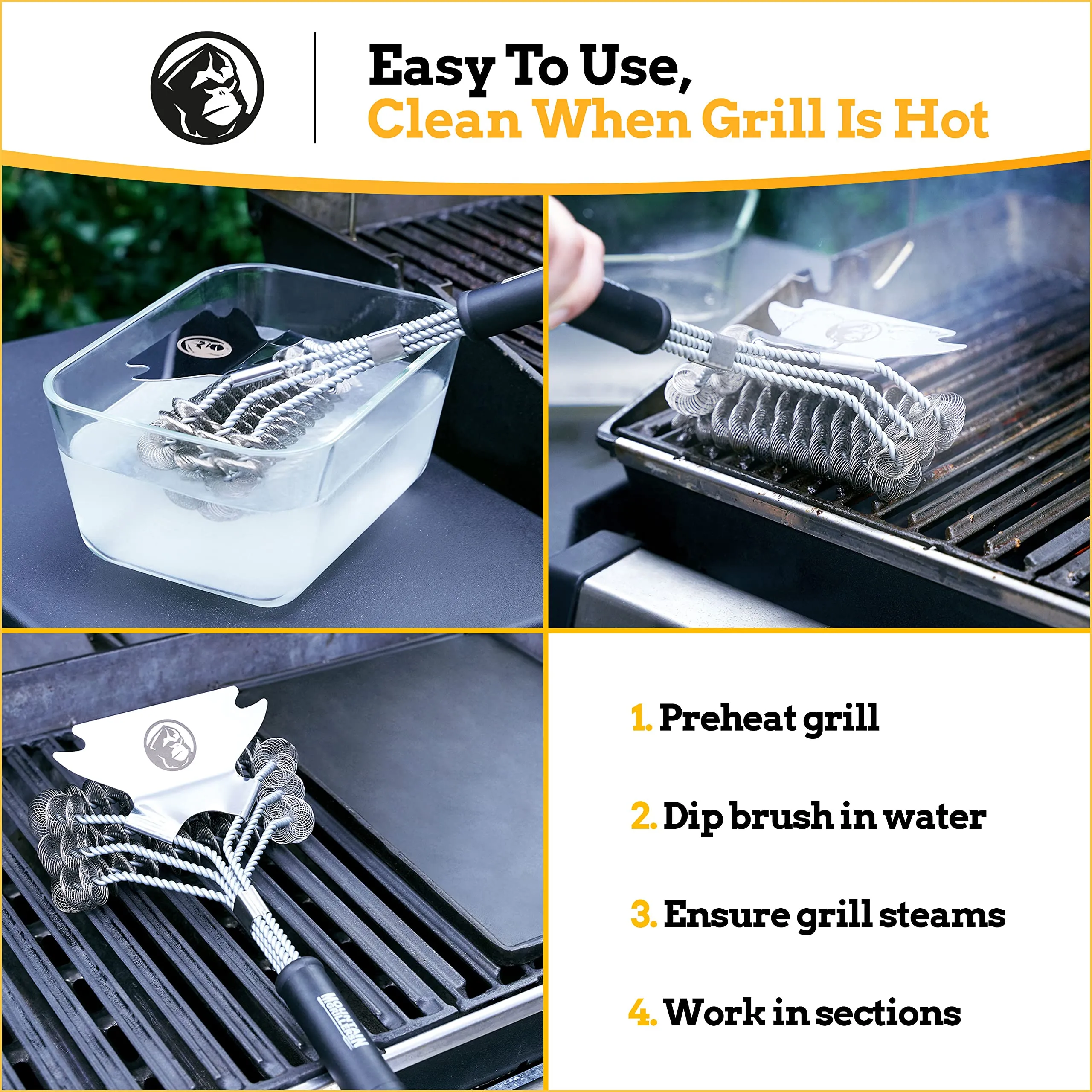 Grill Brush Bristle Free For Barbecue Bbq Cleaning Brushes To Prevent Flare Ups