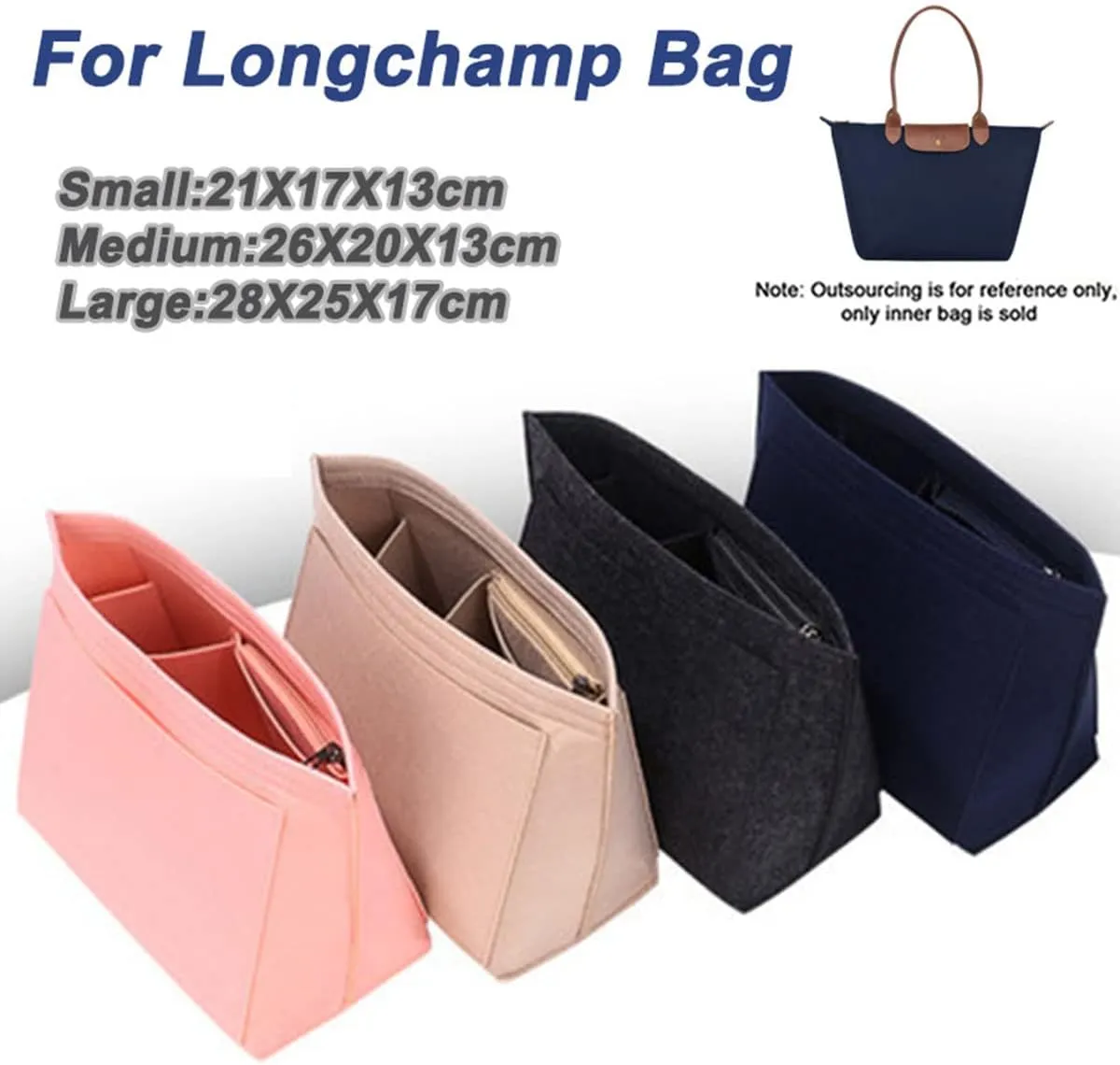 handbag organizer insert for Longchamp Le Pliage organizer insert large purse organizer 1028pink-L