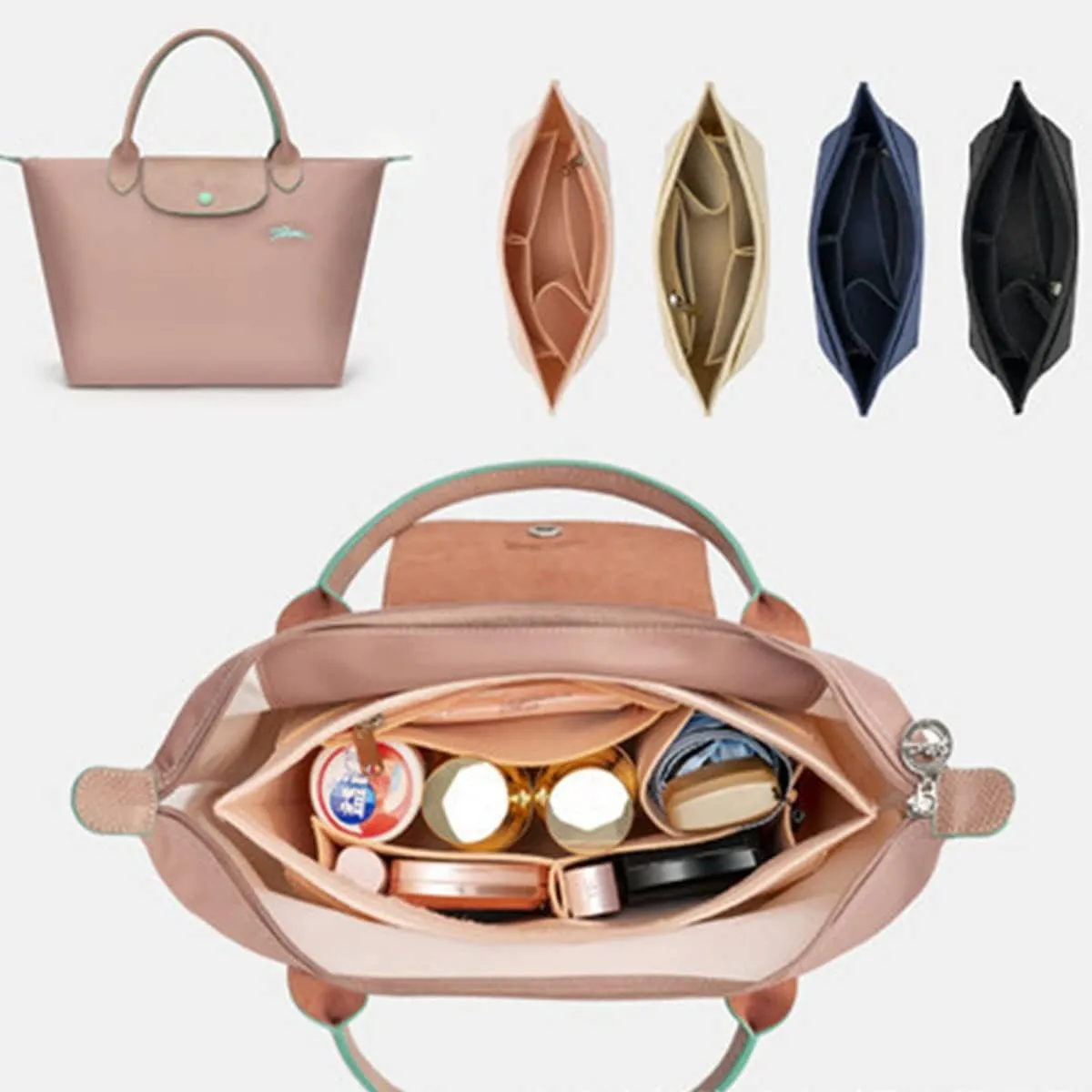 handbag organizer insert for Longchamp Le Pliage organizer insert large purse organizer 1028pink-L