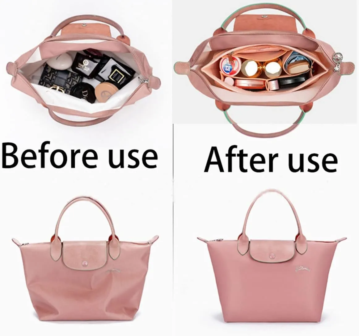 handbag organizer insert for Longchamp Le Pliage organizer insert large purse organizer 1028pink-L