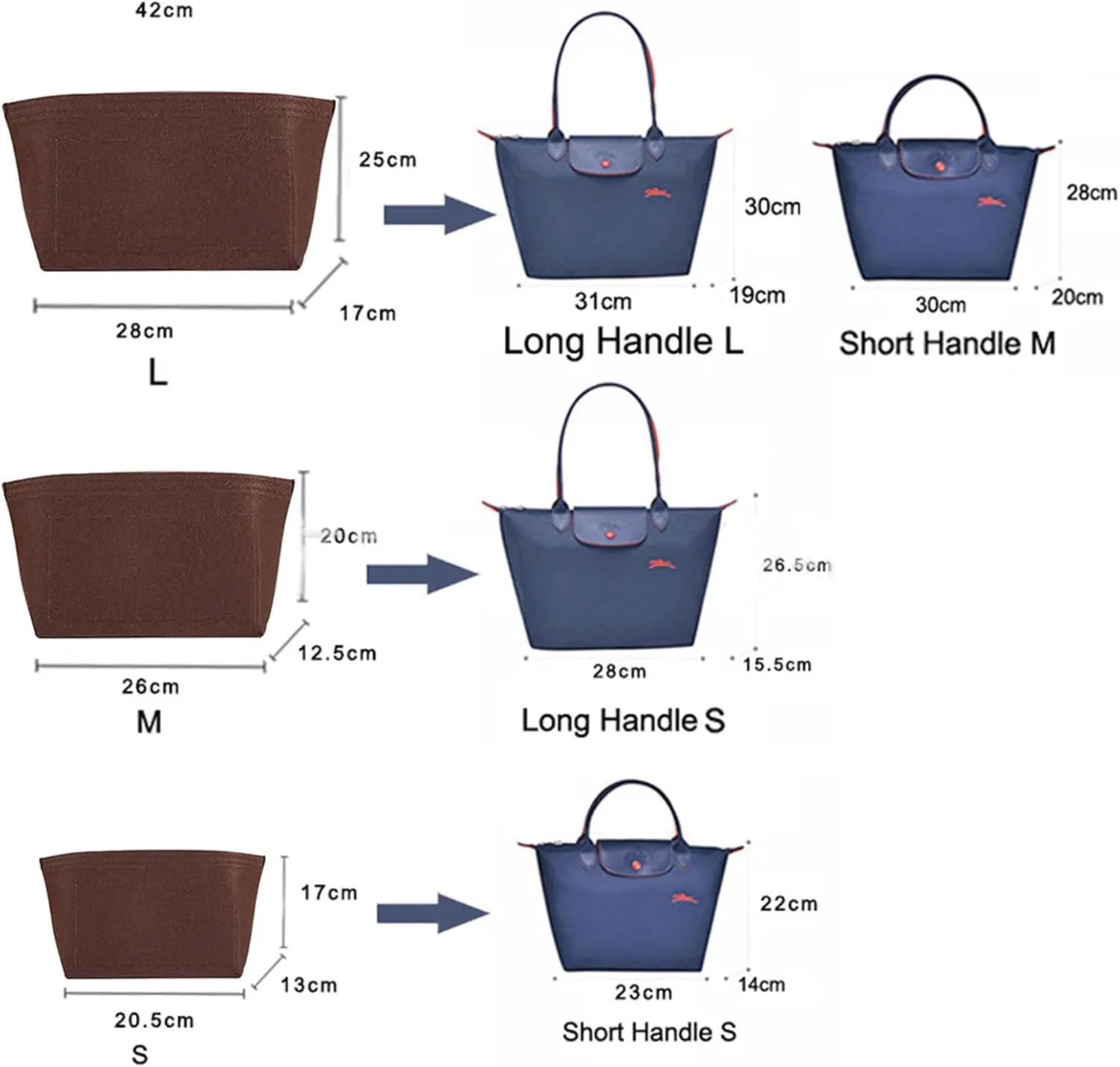 handbag organizer insert for Longchamp Le Pliage organizer insert large purse organizer 1028pink-L