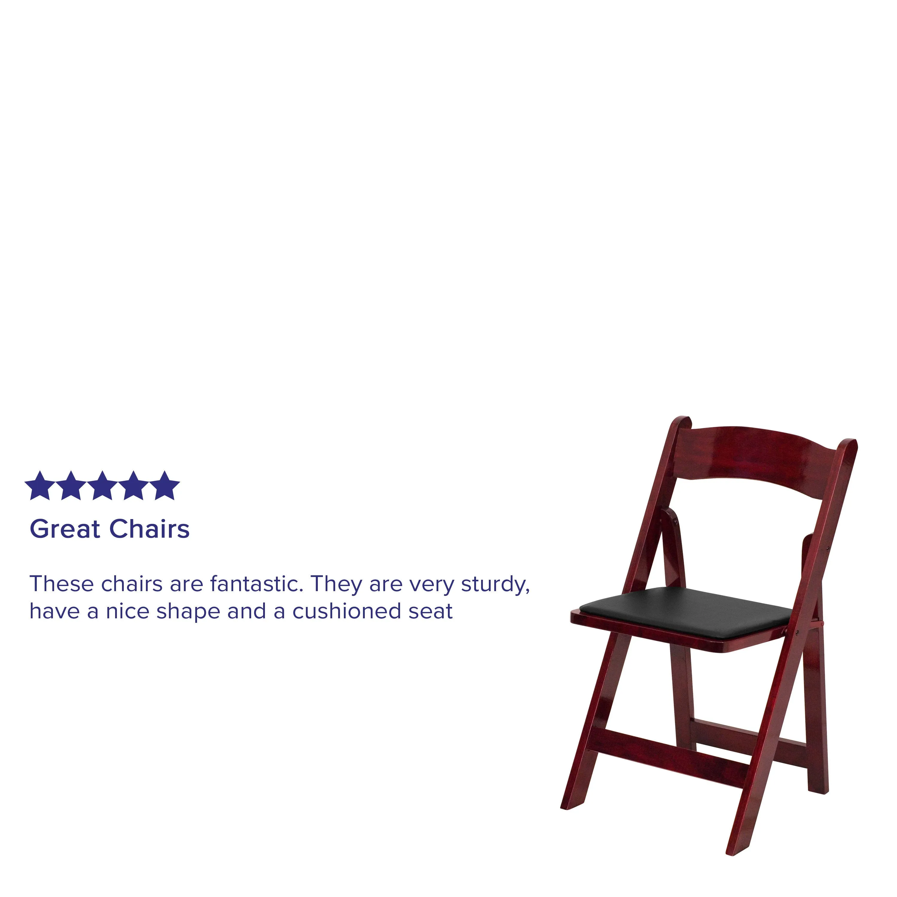 HERCULES Series Wood Folding Chair with Vinyl Padded Seat
