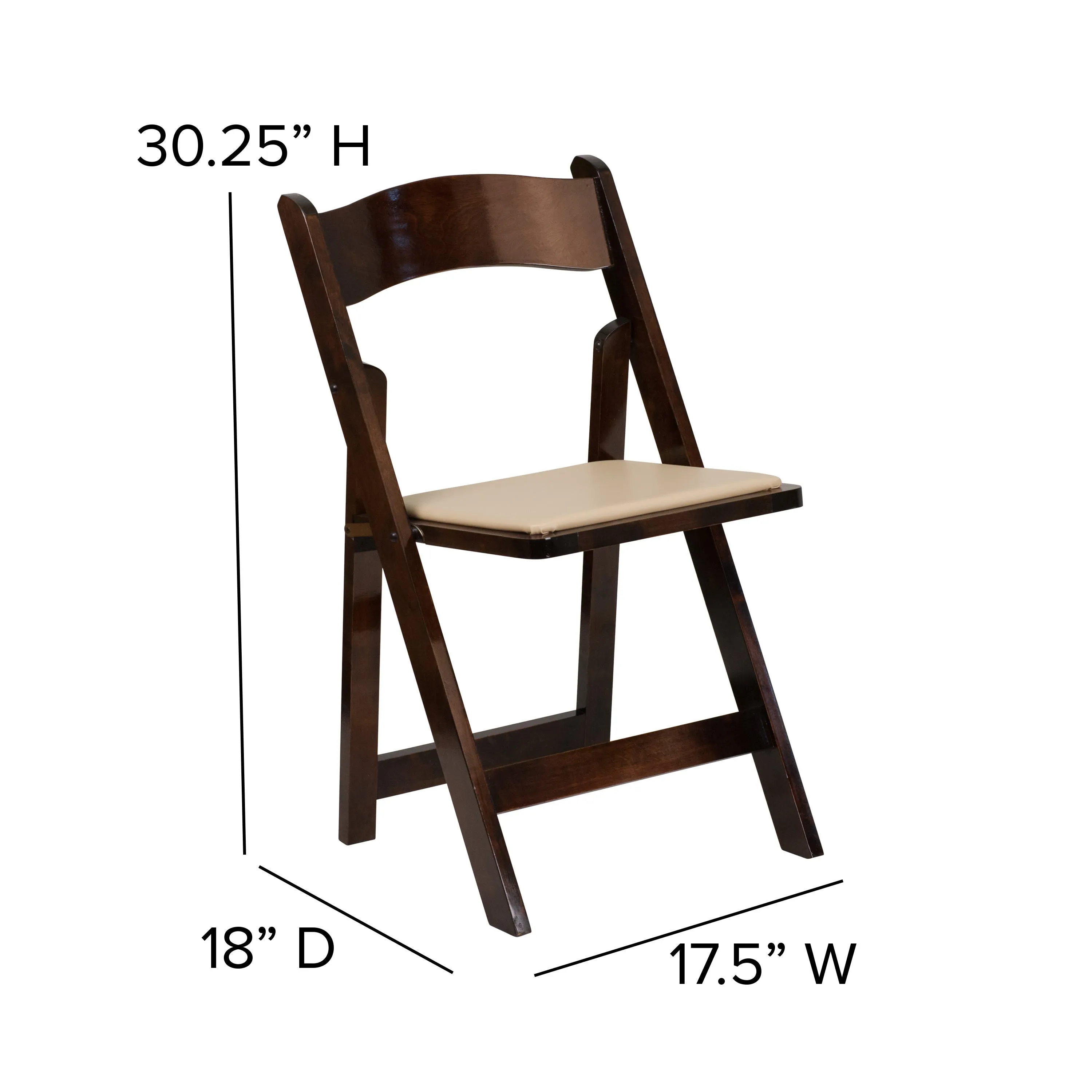 HERCULES Series Wood Folding Chair with Vinyl Padded Seat